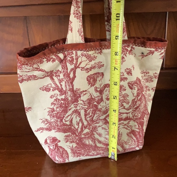 Red Toile Fabric small bucket bag - Picture 8 of 12